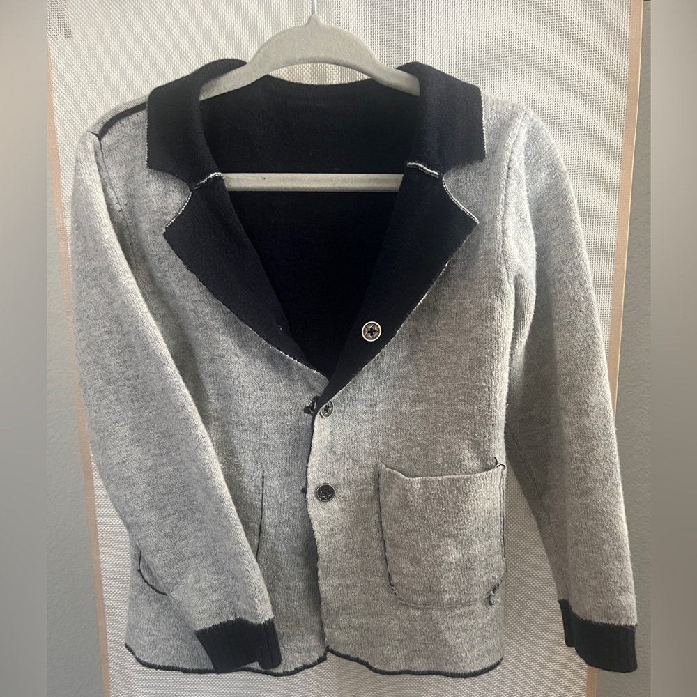 🌚🩶MAYORAL REVERSIBLE CARDIGAN IN BLACK & GREY SIZE 12-18M🩶🌚